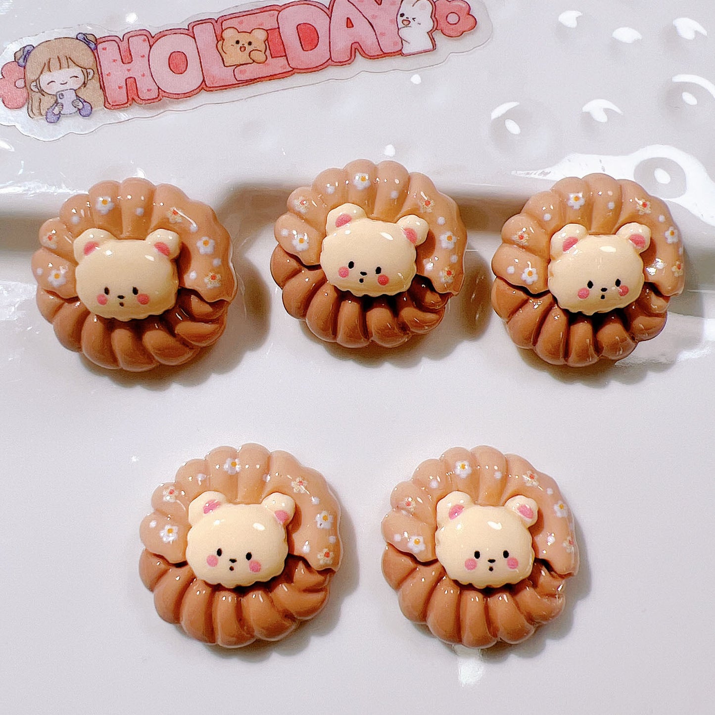 （5pic for 1bag）Cutie biscuit bear diy resin charms （pack offline）