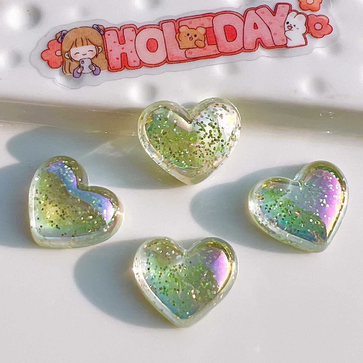 (5pic for 1 Bag) Cuteacrylic Glitter Pink Love Charms (Pack Offline)