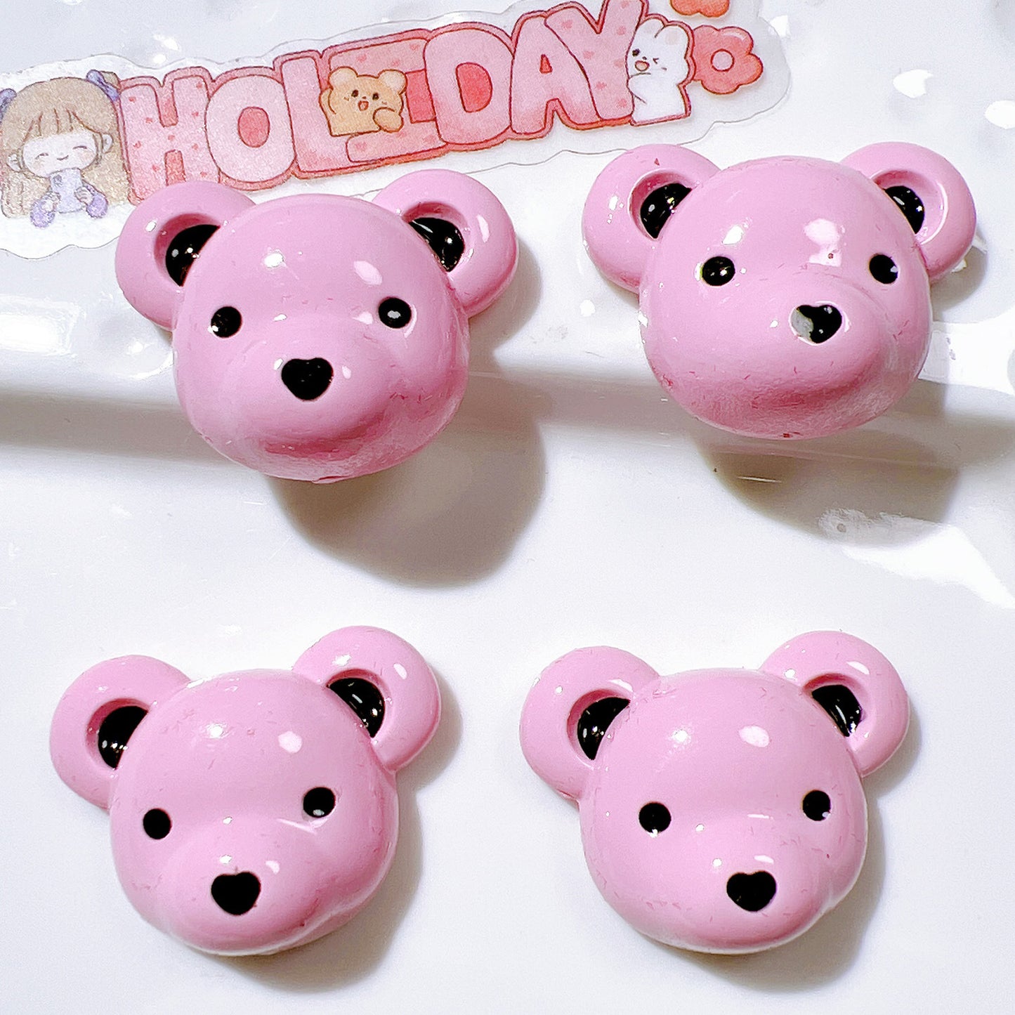 （5pic for1bag）Cutie bear head diy resin charms （pack offline）