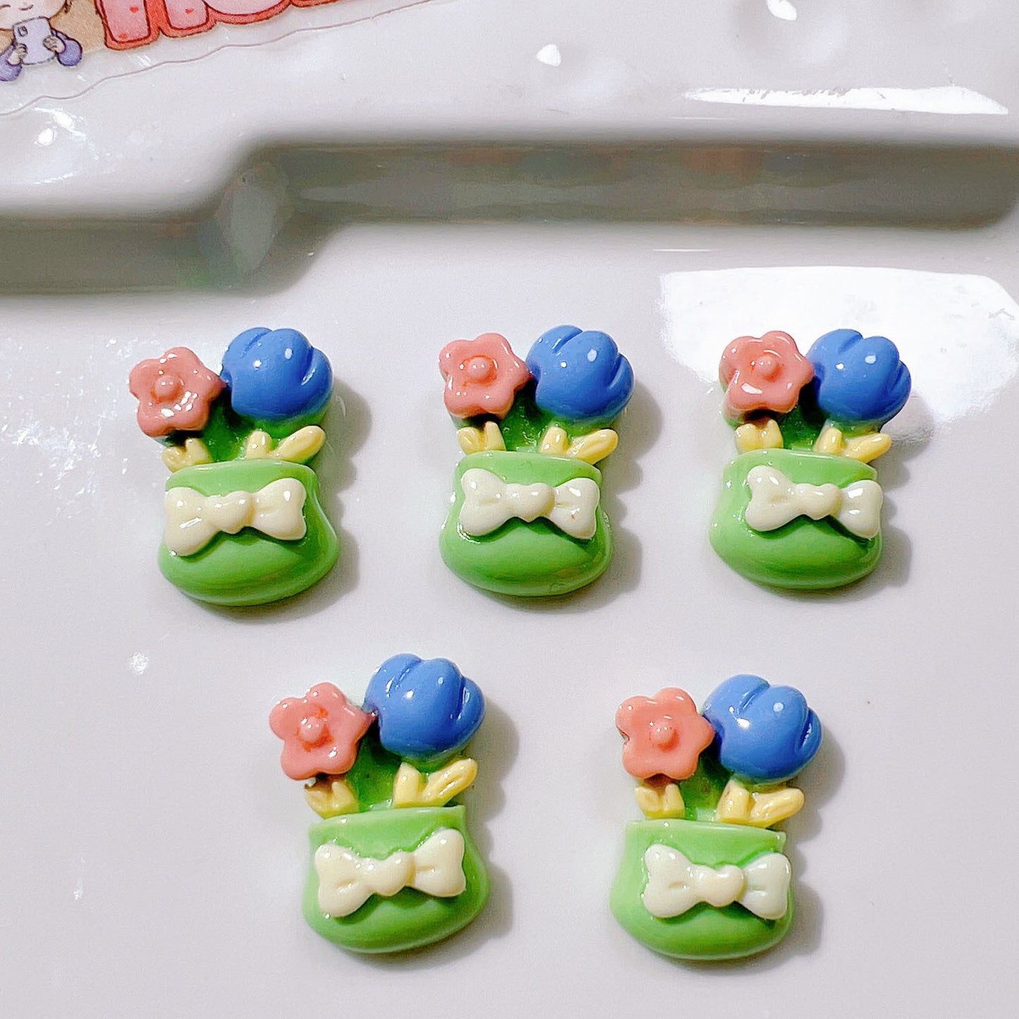 （5pic for 1bag）Cutie mini flower pot diy resin charms （pack offline）