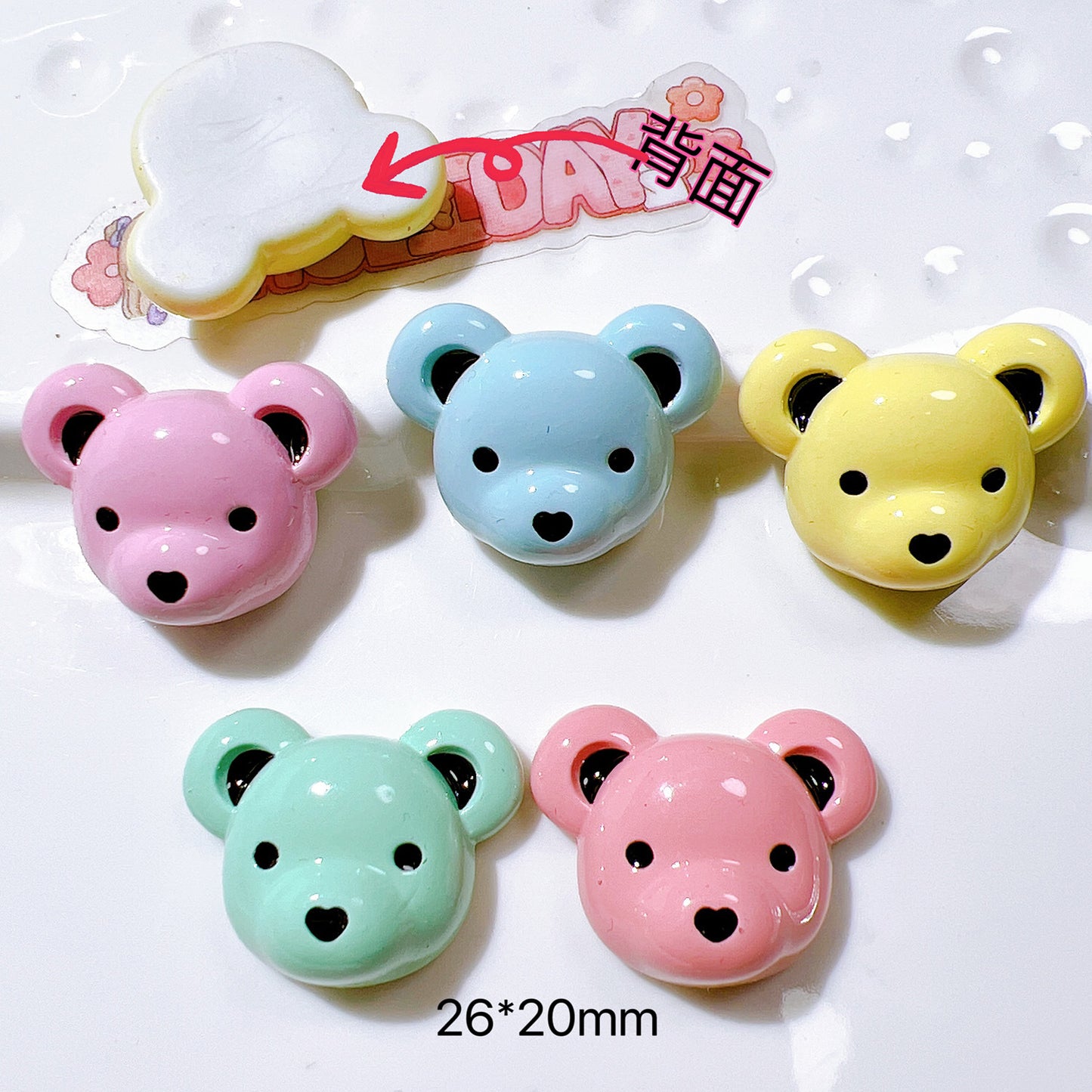 （5pic for1bag）Cutie bear head diy resin charms （pack offline）