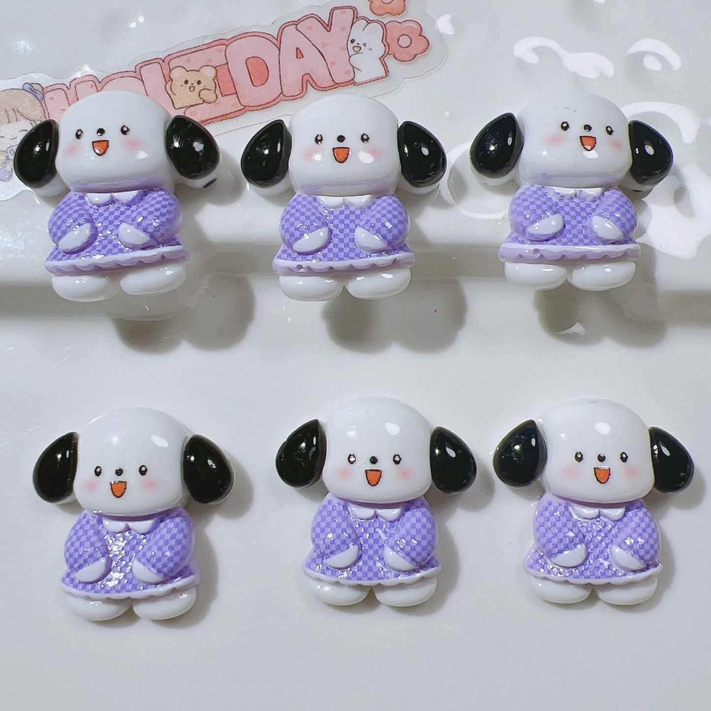 （5pic for 1bag）Cutie black ear dog diy resin charms （pack offline）