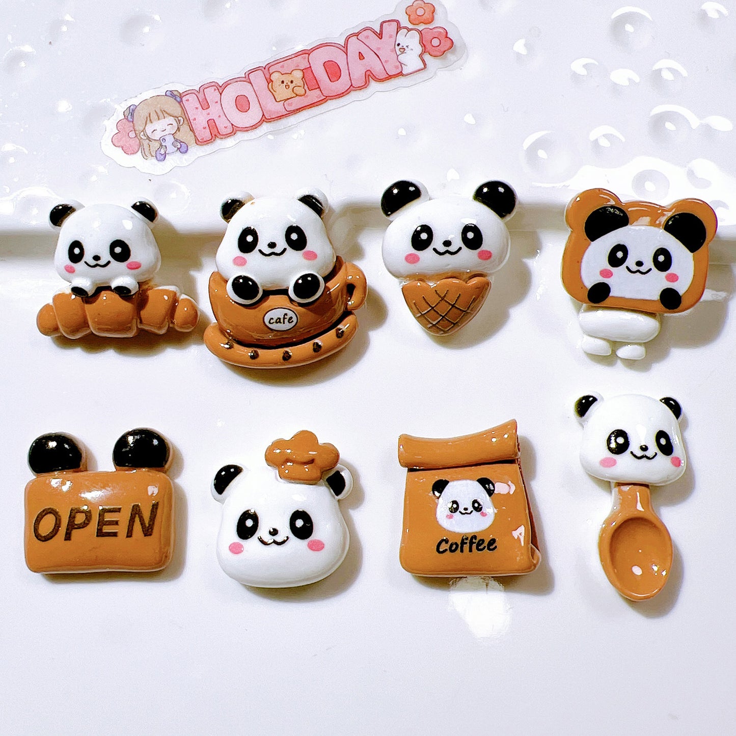 （5pic for1bag）Cutie diy charms resin patches handmade materials cream glue phone case diy kids hair accessories accessories pink bread bear