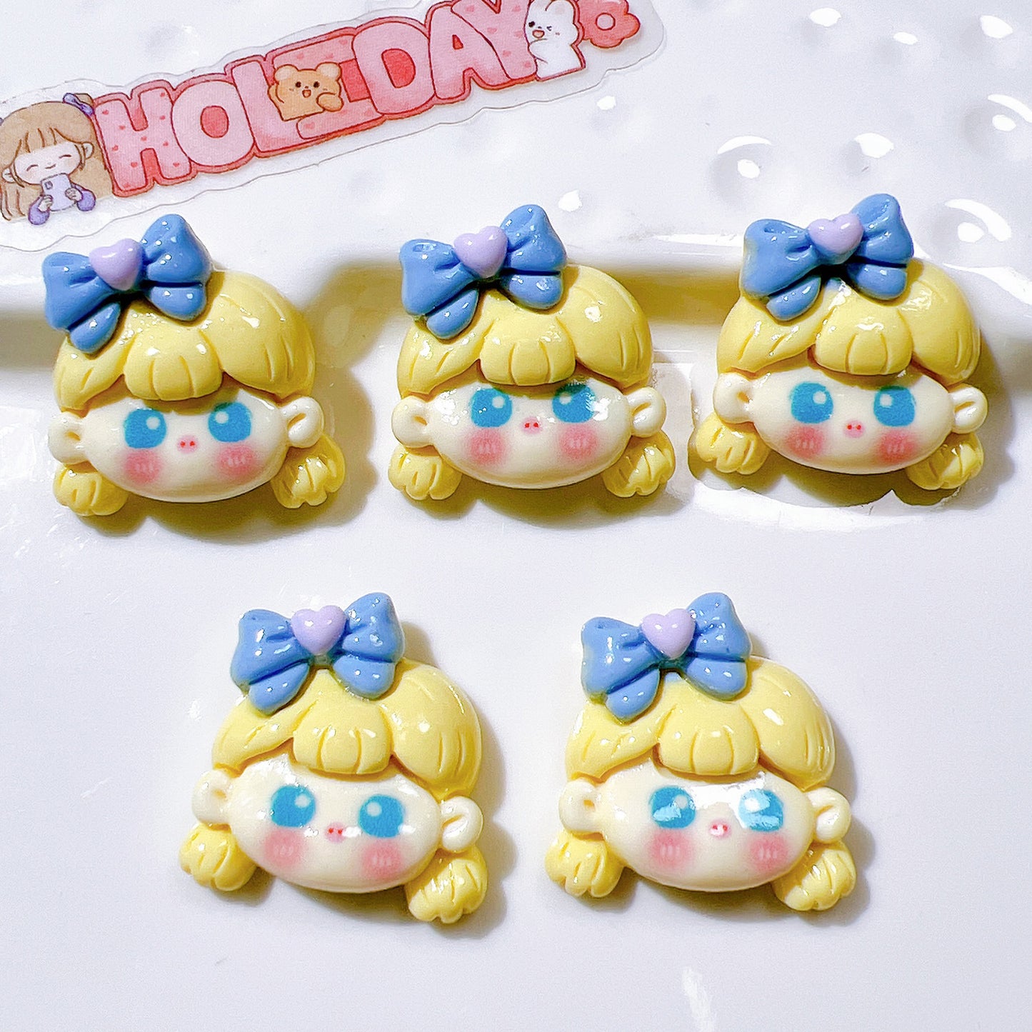 （5pic for1bag）Cutie bow tie girl diy  resin  charms（pack offline）