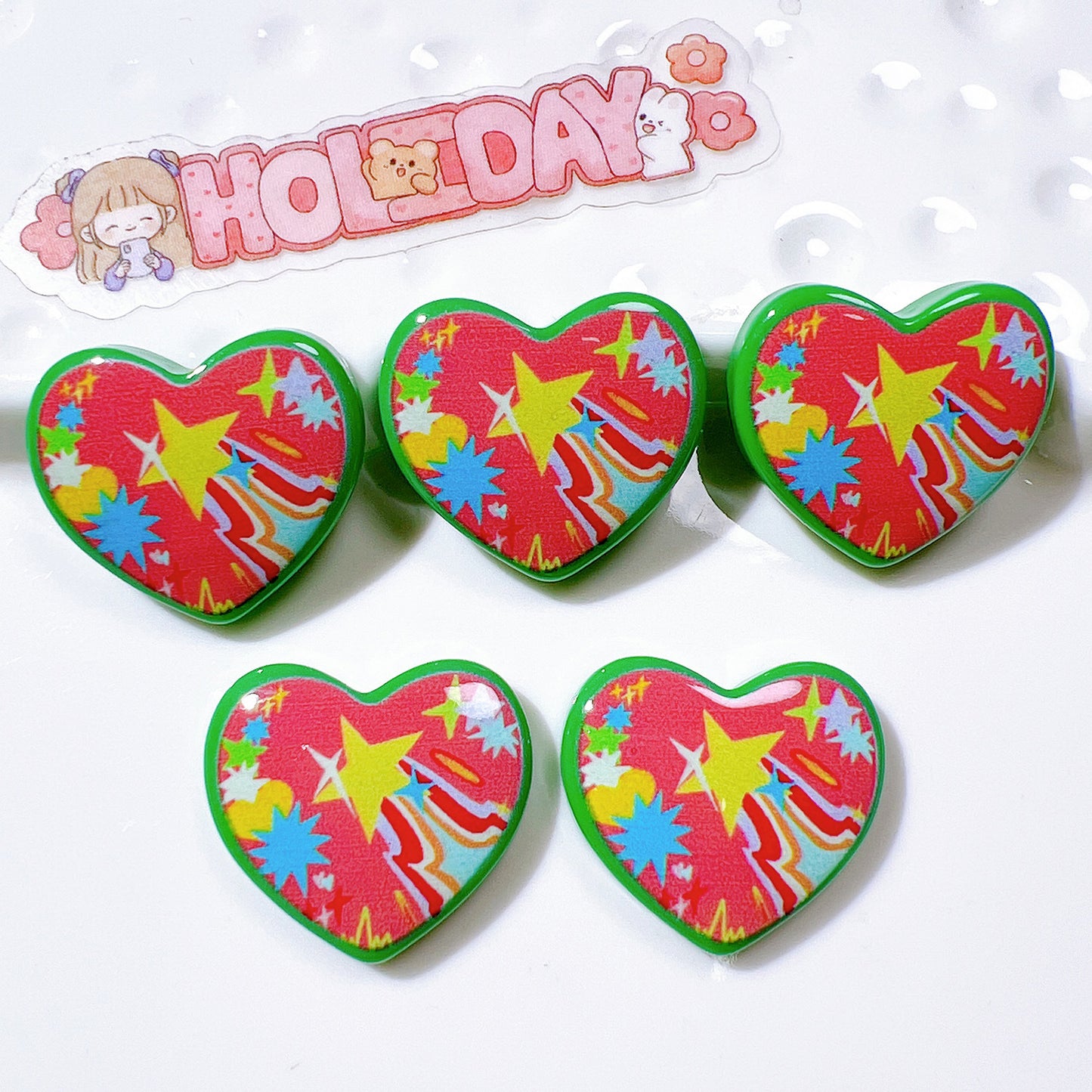 （5pic for1bag）Cutie heart diy charms resin （pack offline）