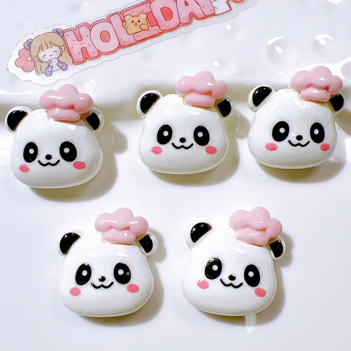 （5pic for1bag）Cutie diy charms resin patches handmade materials cream glue phone case diy kids hair accessories accessories pink bread bear