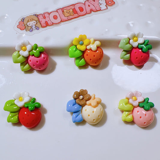 （5pic for 1bag）Cutie small  strawberry diy resin charmss（pack offline）