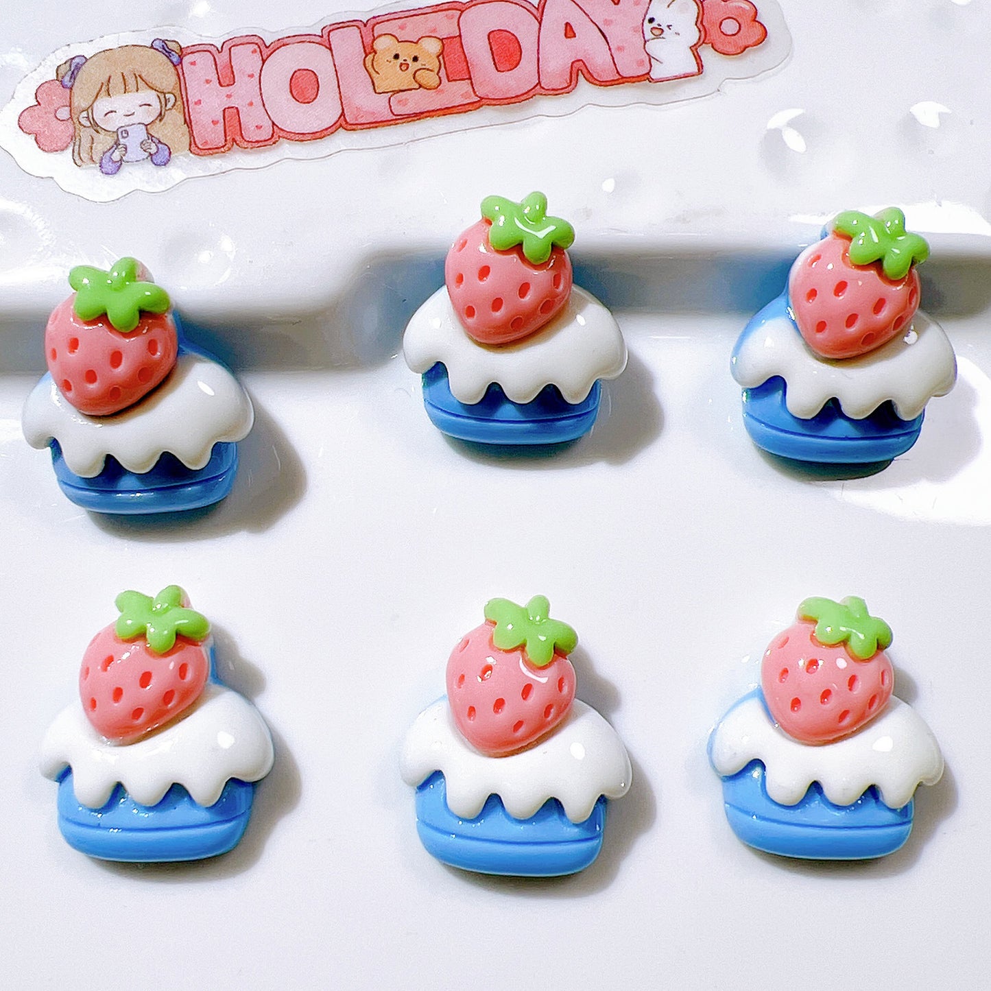 （5pic for 1bag）Cutie strawberry cake diy resin charms （pack offline）