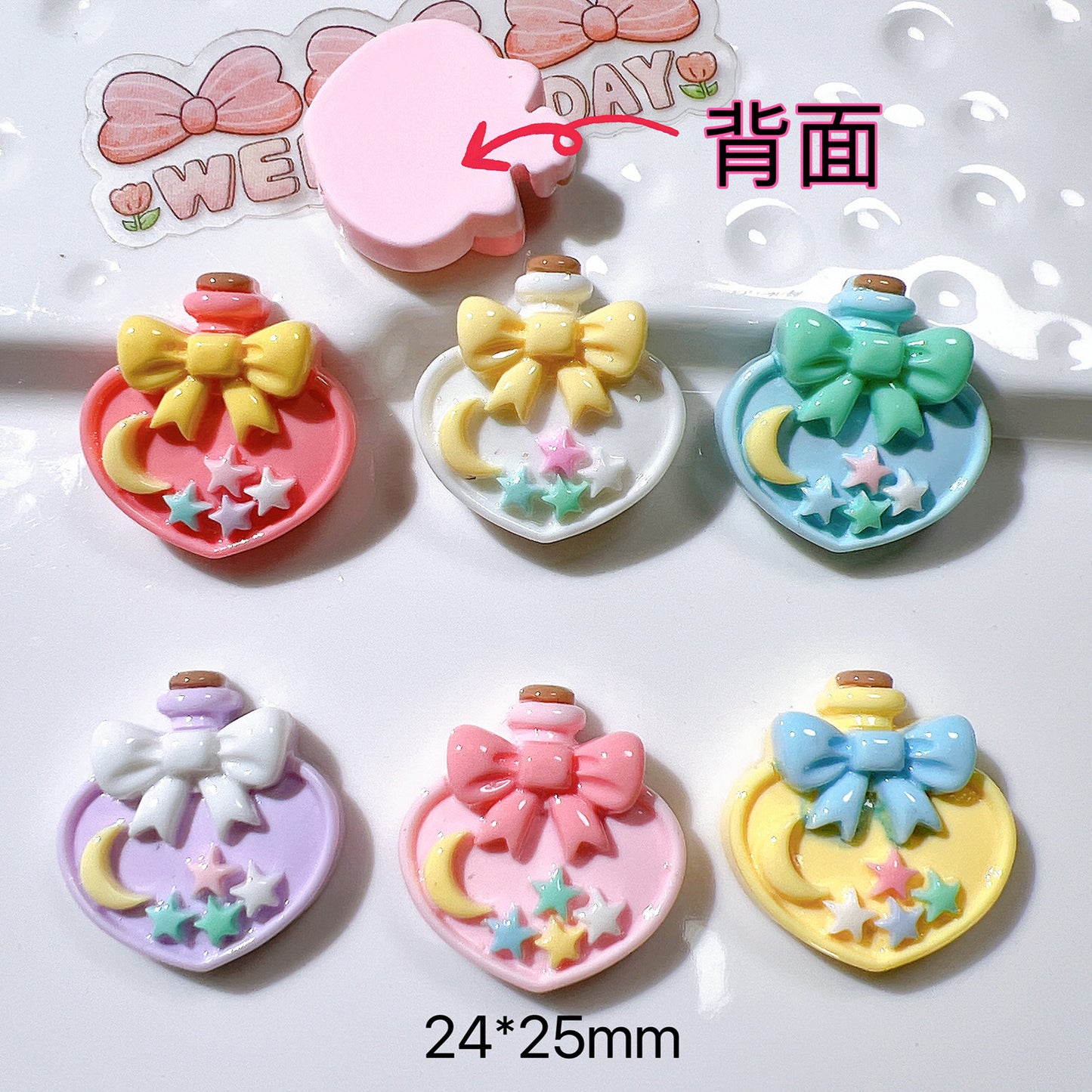 (5pic for 1 Bag) Cute Love Wish Bottle DIY Resin Charms  (Pack Offline)