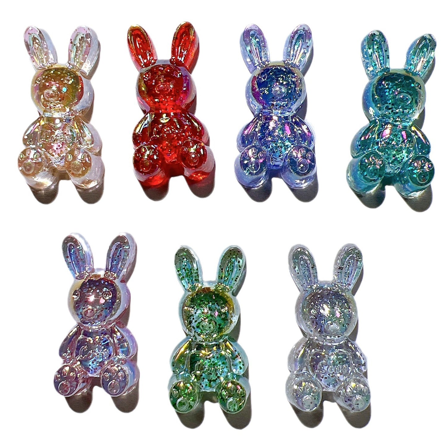 (5pic for 1 Bag) Cute Acrylic Glitter Bunnies Charms  (Pack Offline)