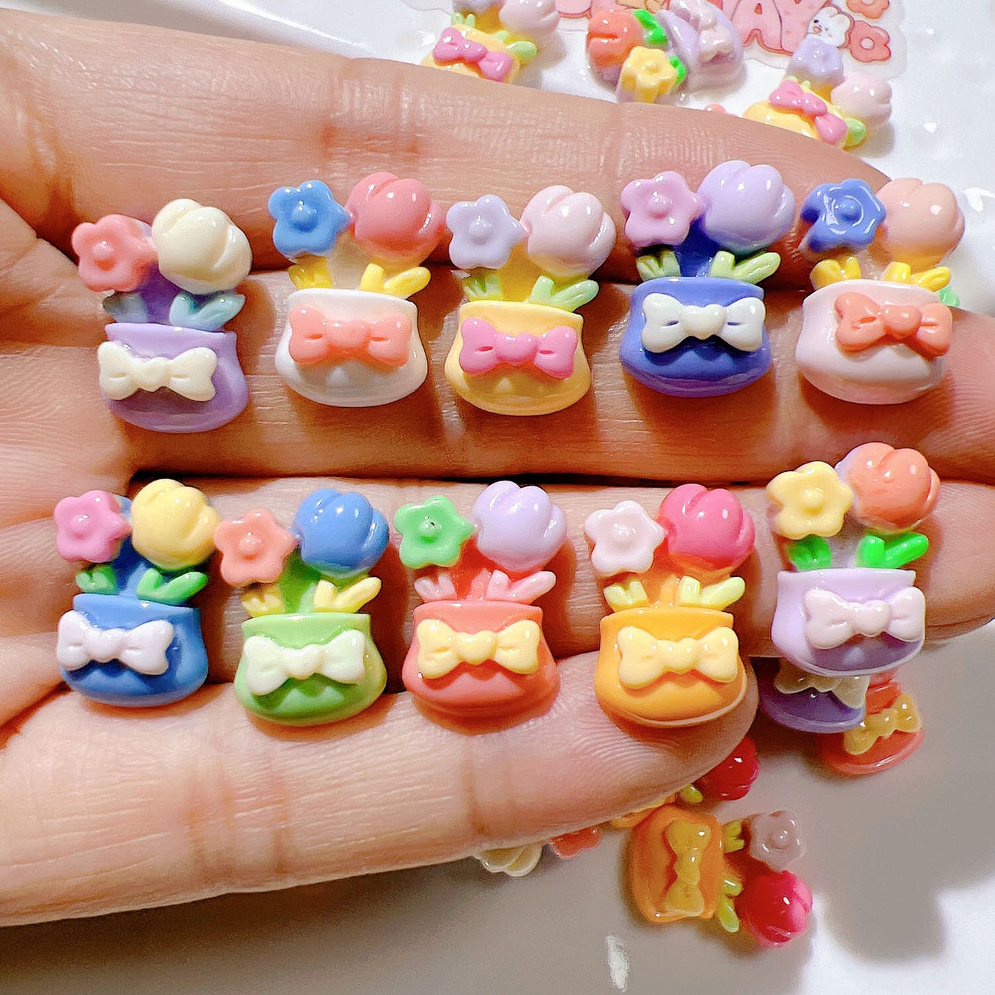 （5pic for 1bag）Cutie mini flower pot diy resin charms （pack offline）