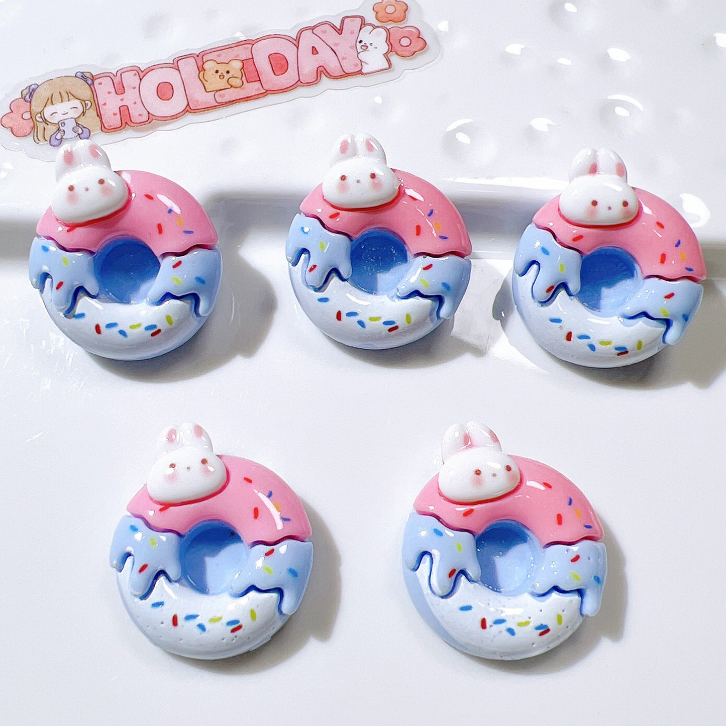 (5pic for 1 Bag) Cutie  Rabbit Donut  DIY Resin Charms(Pack Offline)