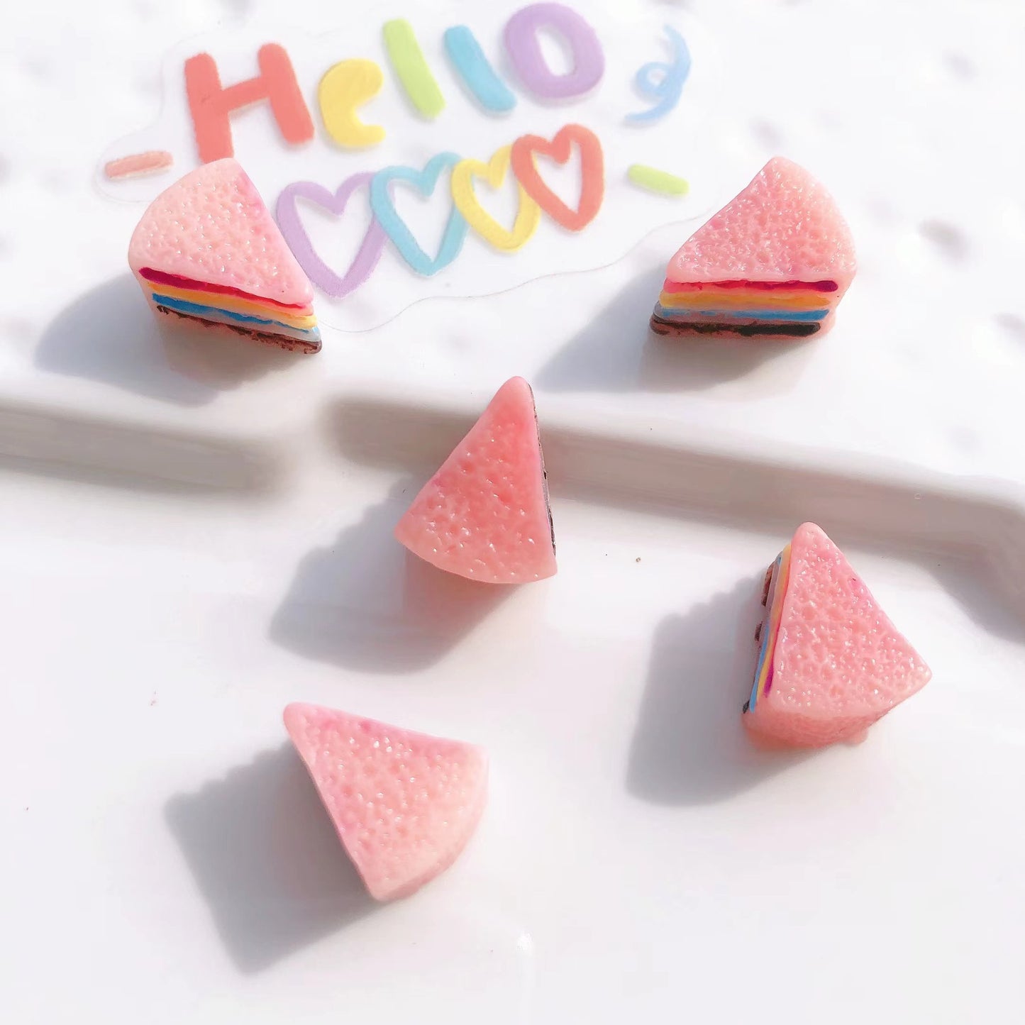 (5pic for 1 Bag)cutie Slice Cake  Diy Resin Charms Resin  (Pack Offline)