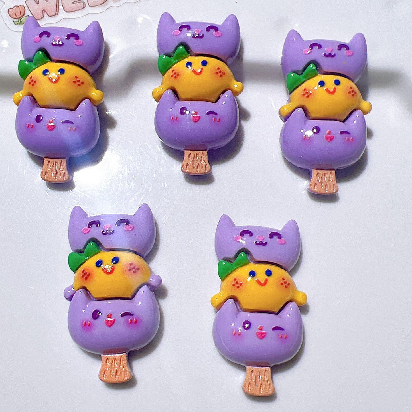 (5pic for 1 Bag) Cutie Cartoon on Sticks String  Diy Resin Charms (Pack Offline)