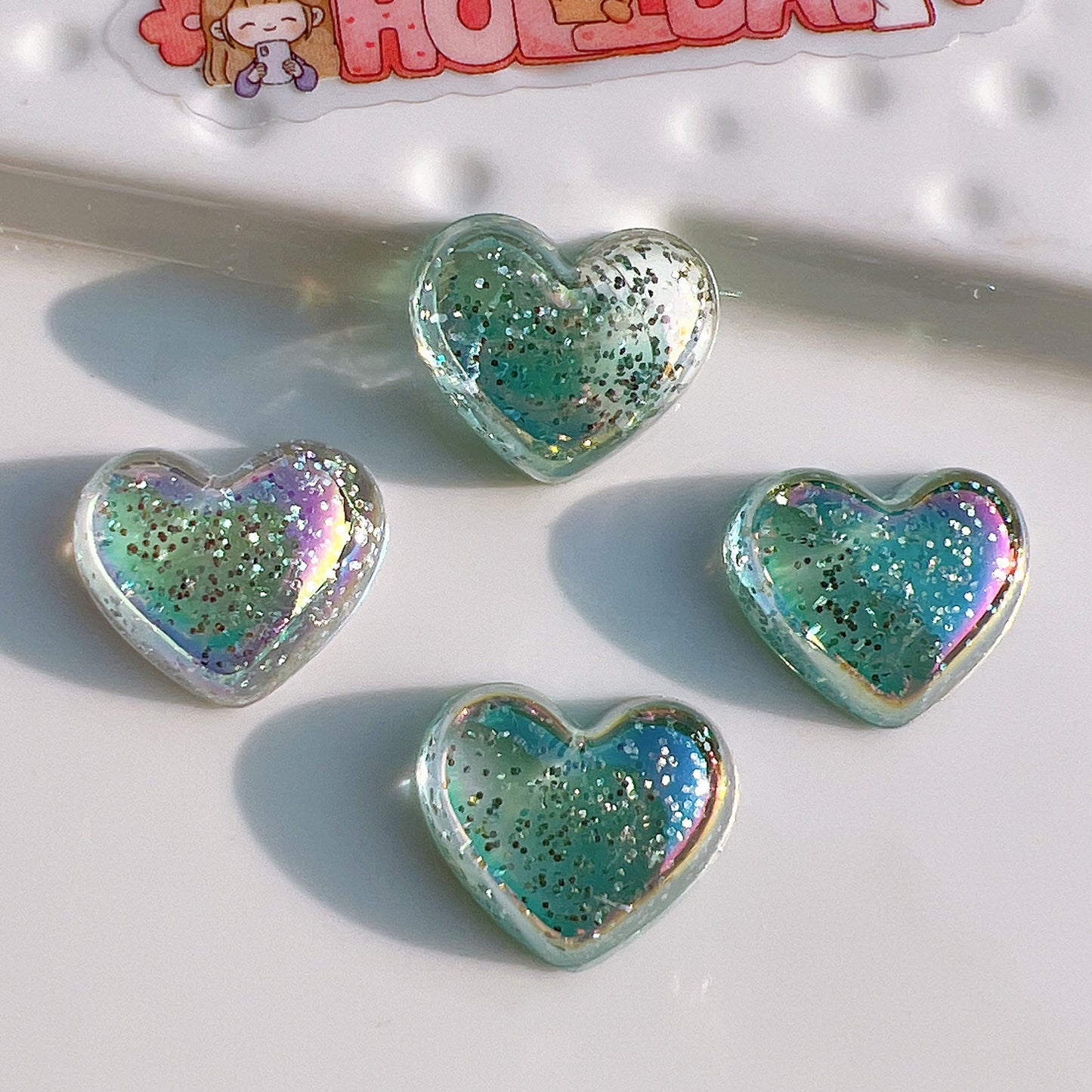 (5pic for 1 Bag) Cuteacrylic Glitter Pink Love Charms (Pack Offline)