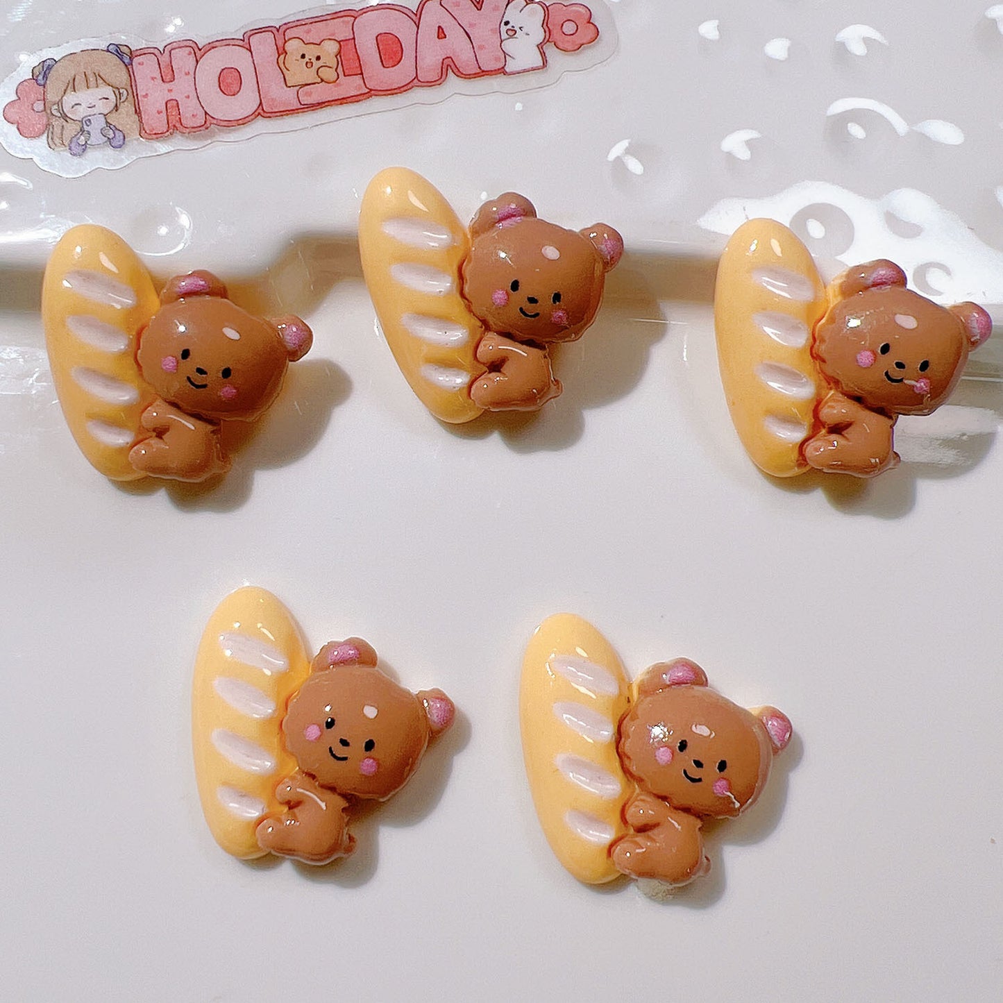 （5pic for 1bag）Cutie biscuit bear diy resin charms （pack offline）