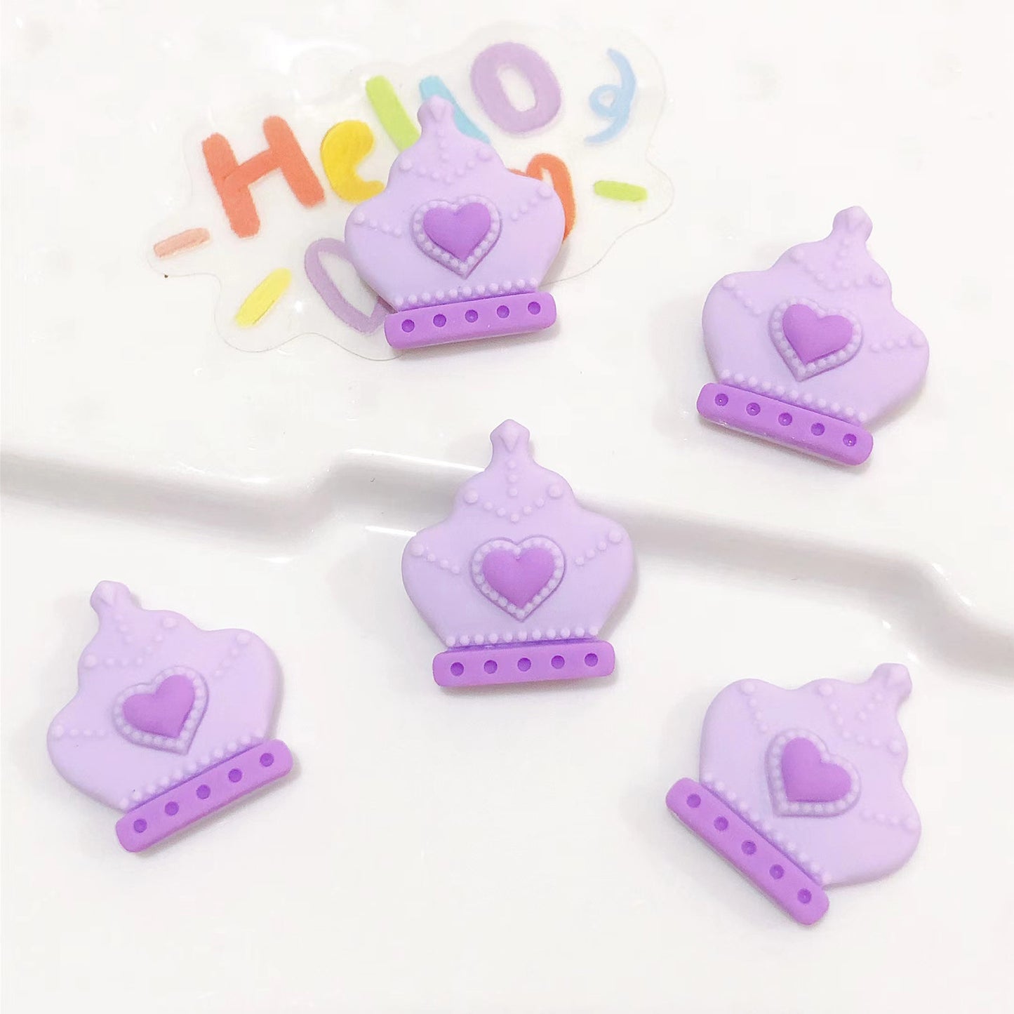 (5pic for 1 Bag) Cute Purple Princess Crown DIY Resin Charms (Pack Offline)