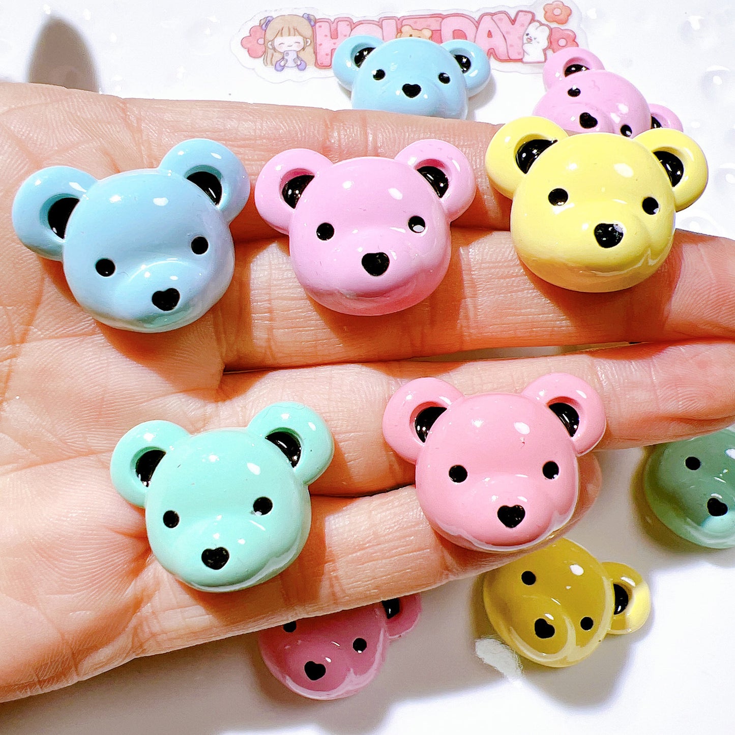 （5pic for1bag）Cutie bear head diy resin charms （pack offline）