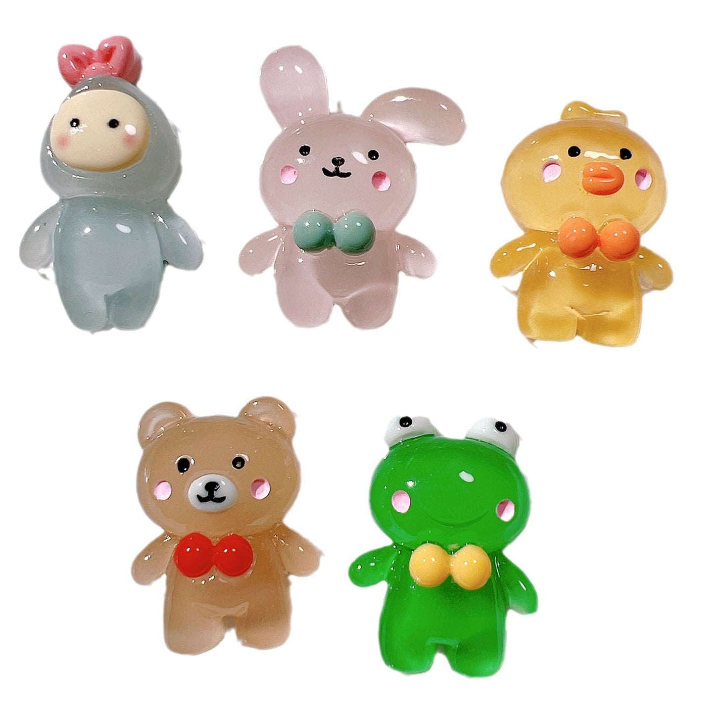 (5pic for 1 Bag) Cute Night Glowing Bunny Bear DIY Resin Charms  (Pack Offline)