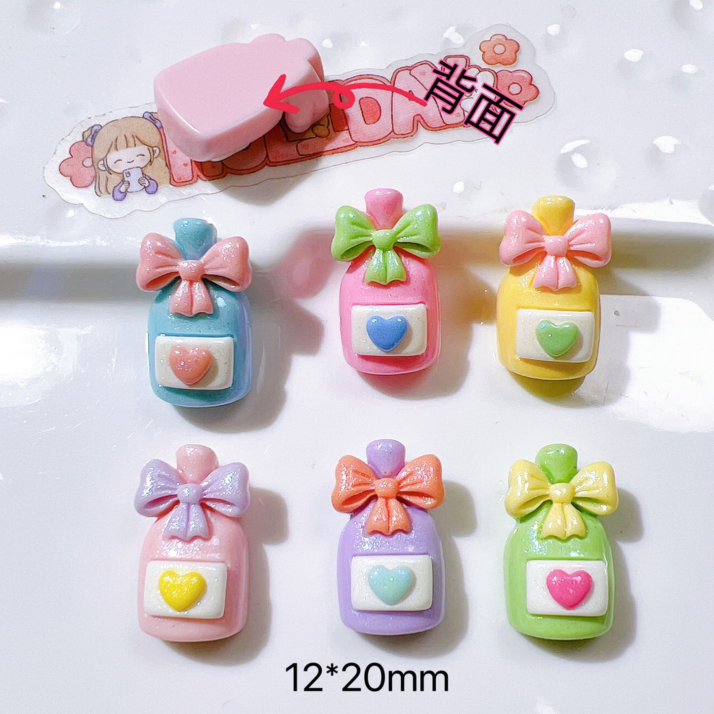 （5pic for1bag）Cutie pearl bow bottle  diy  resin charms（pack offline）