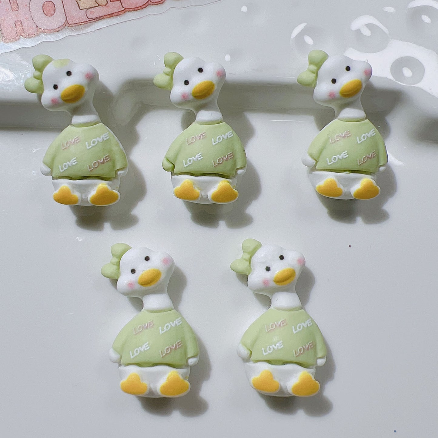 （5pic for 1bag）Cutie Crooked Head Duck Diy Resin Charms （pack Offline）