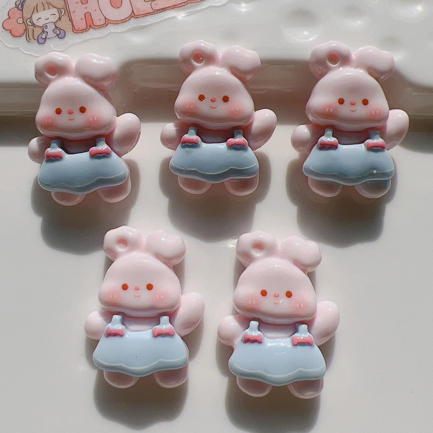 （5pic for 1bag）Cutie rabbit diy resin charms（pack offline）