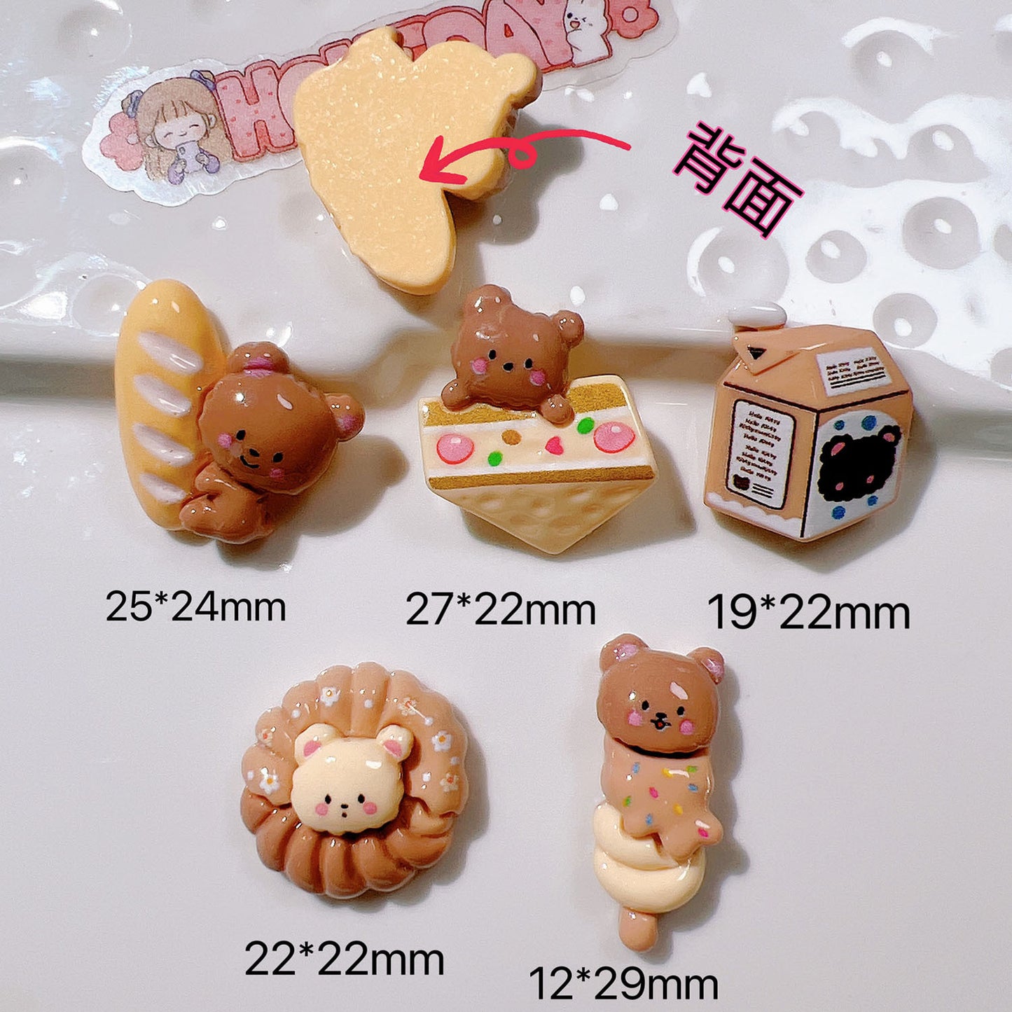 （5pic for 1bag）Cutie biscuit bear diy resin charms （pack offline）