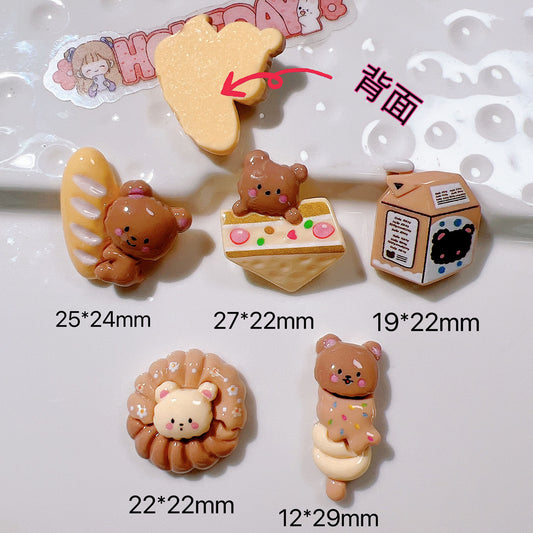 （5pic for 1bag）Cutie biscuit bear diy resin charms （pack offline）