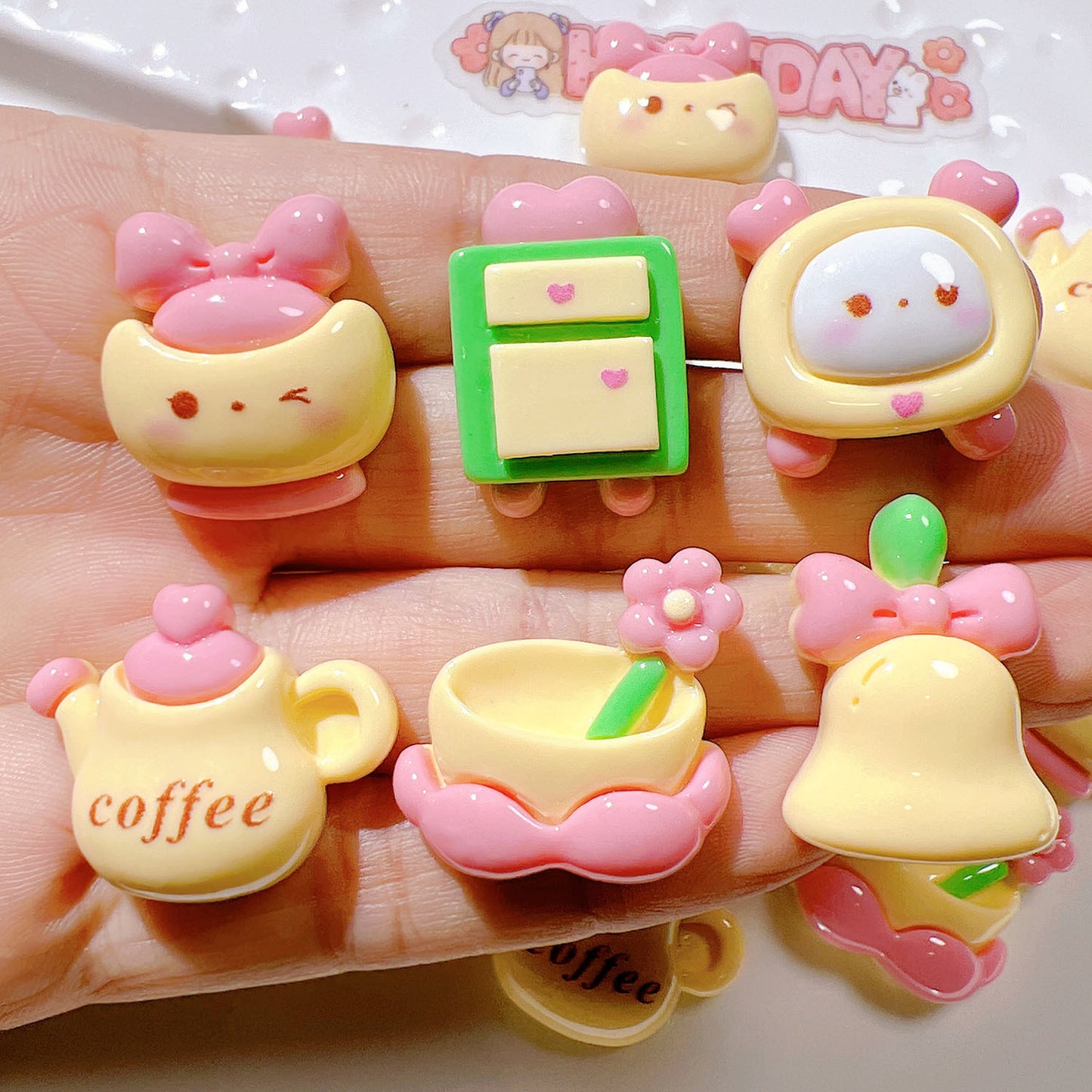 (5pic for 1 Bag) Cutie  Coffee Teapot DIY Resin Charms (Pack Offline)