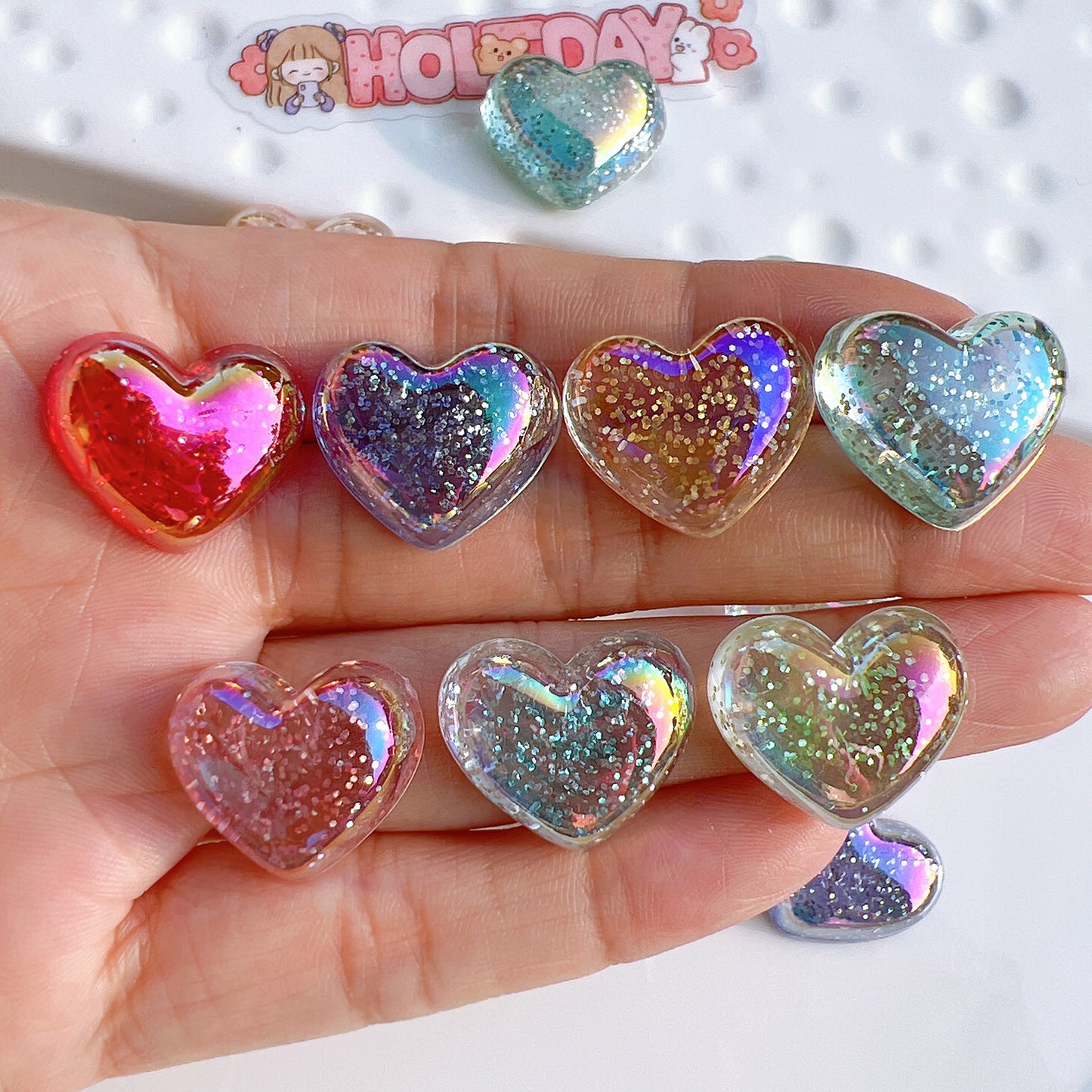 (5pic for 1 Bag) Cuteacrylic Glitter Pink Love Charms (Pack Offline)