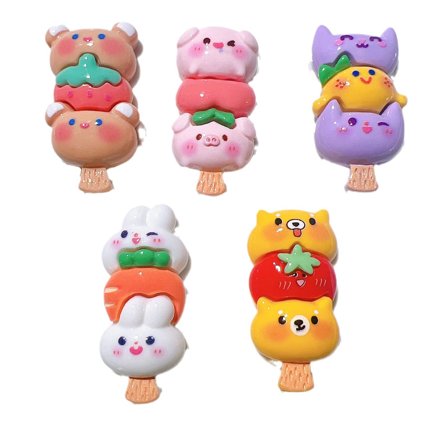 (5pic for 1 Bag) Cutie Cartoon on Sticks String  Diy Resin Charms (Pack Offline)