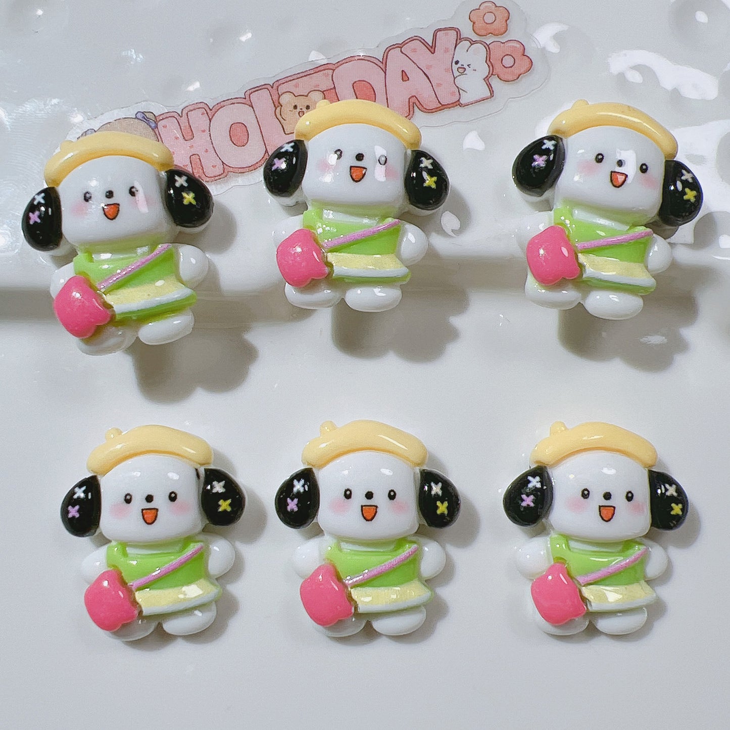 （5pic for 1bag）Cutie black ear dog diy resin charms （pack offline）