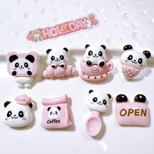 （5pic for1bag）Cutie diy charms resin patches handmade materials cream glue phone case diy kids hair accessories accessories pink bread bear