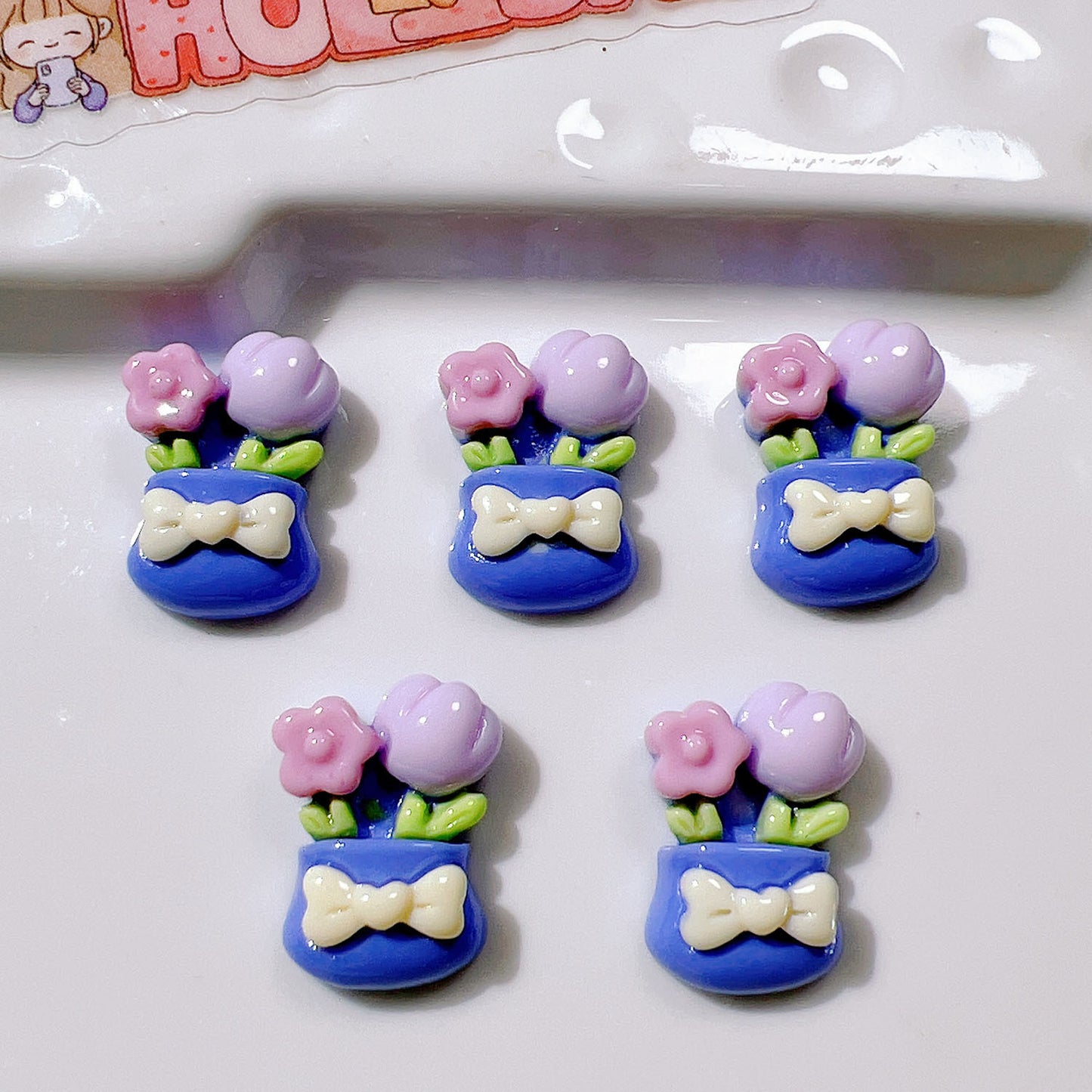 （5pic for 1bag）Cutie mini flower pot diy resin charms （pack offline）