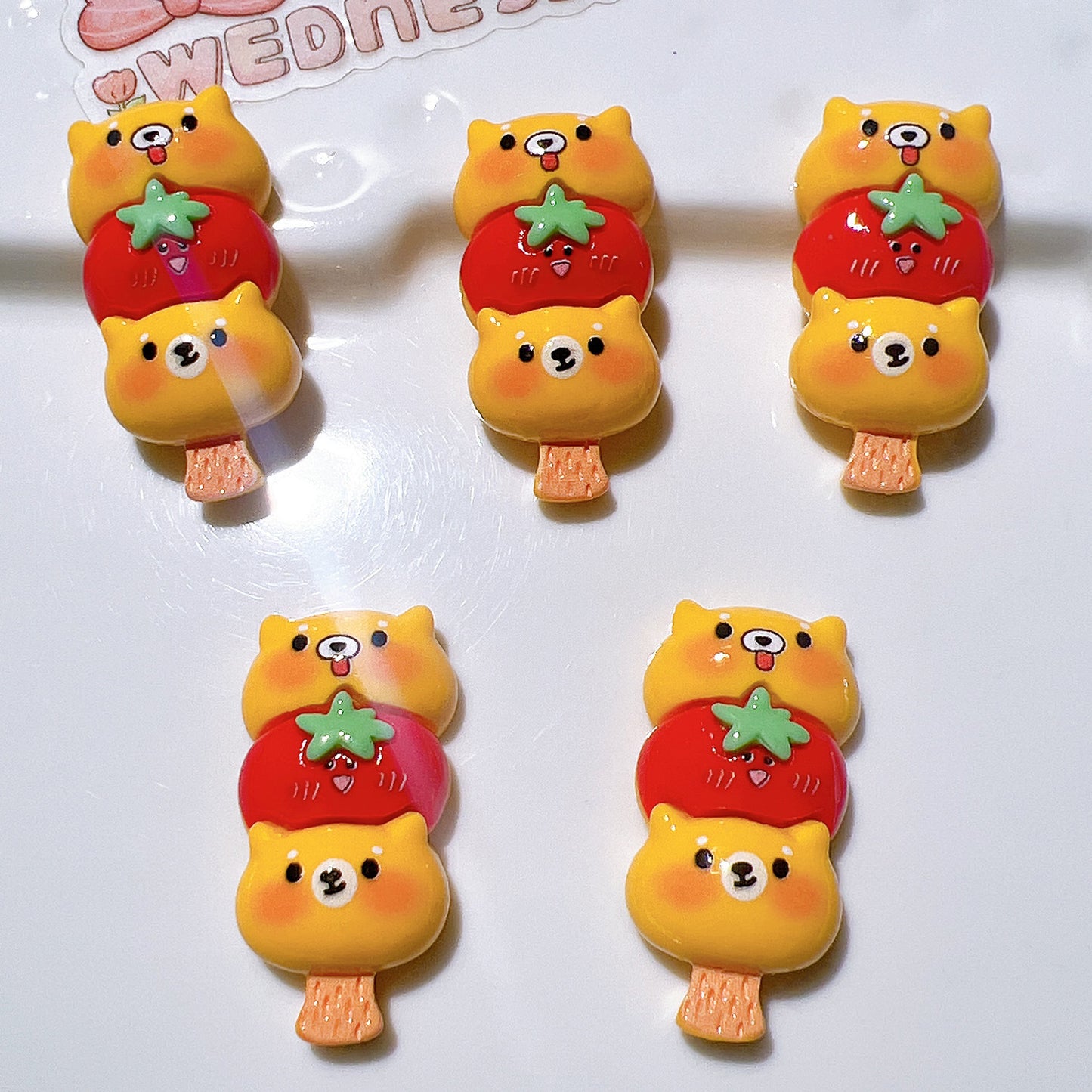 (5pic for 1 Bag) Cutie Cartoon on Sticks String  Diy Resin Charms (Pack Offline)