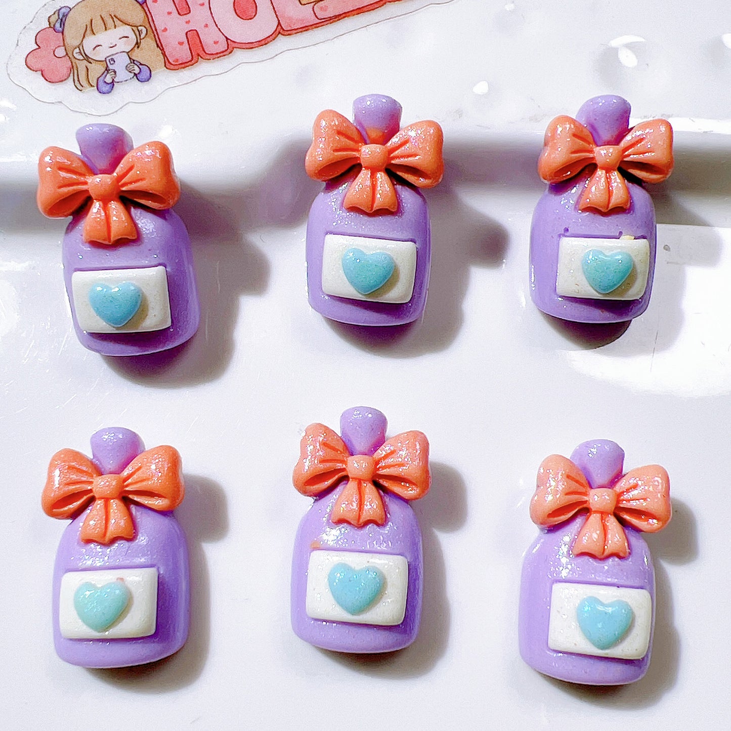 （5pic for1bag）Cutie pearl bow bottle  diy  resin charms（pack offline）