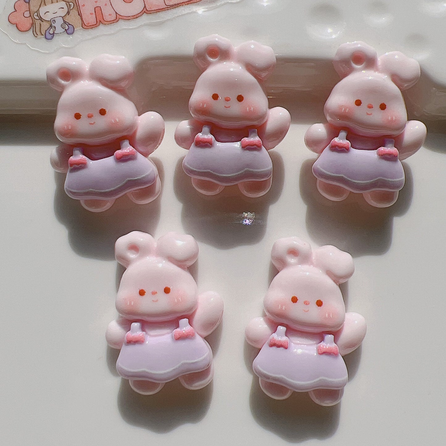 （5pic for 1bag）Cutie rabbit diy resin charms（pack offline）