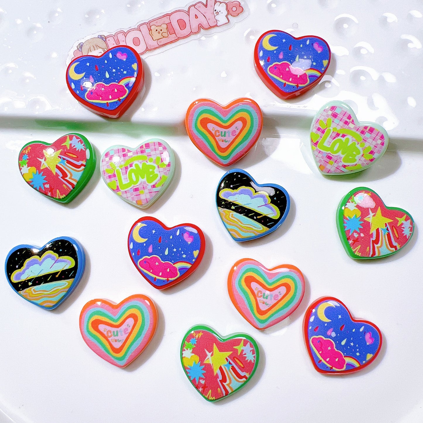 （5pic for1bag）Cutie heart diy charms resin （pack offline）