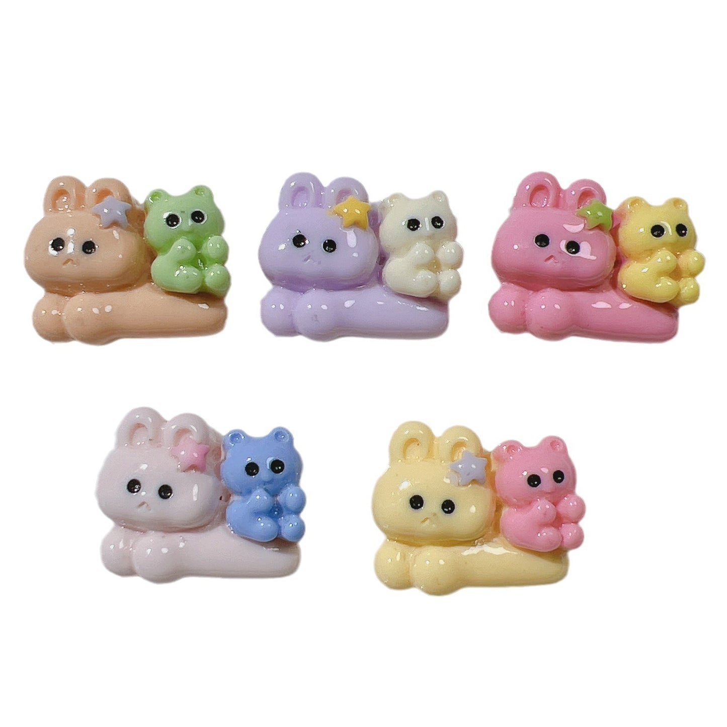 (5 Pic for 1 Bag) Cutie Rabbit Bear  Diy Resin Charms (Pack Offline)