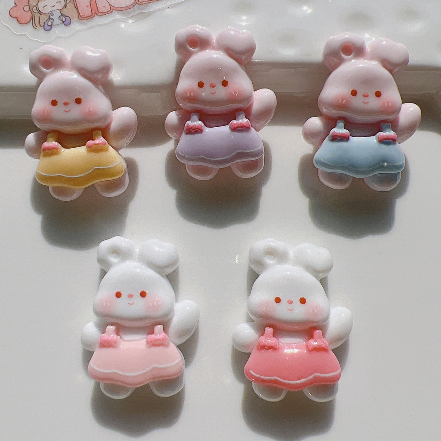 （5pic for 1bag）Cutie rabbit diy resin charms（pack offline）