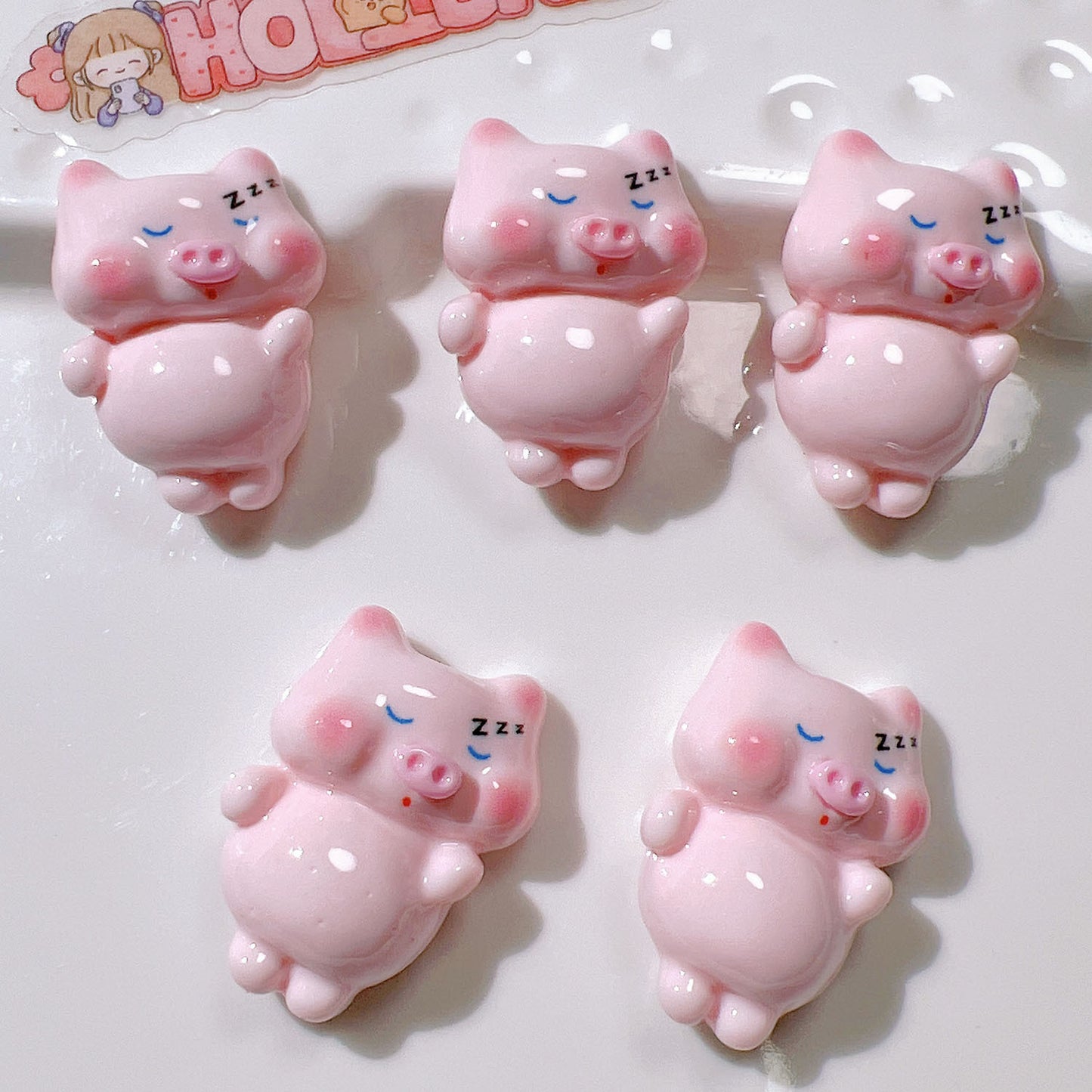 (5pic for 1 Bag)cutie Moon Pig Diy Resin Charms  (Pack Offline)