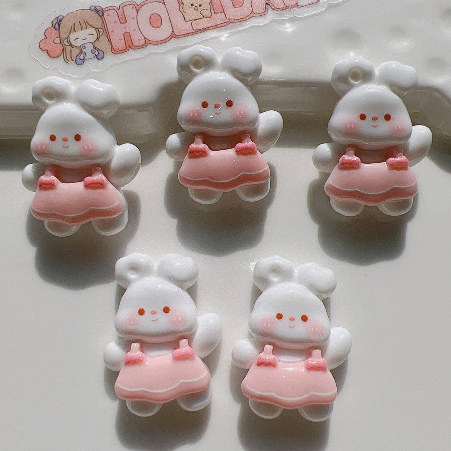 （5pic for 1bag）Cutie rabbit diy resin charms（pack offline）