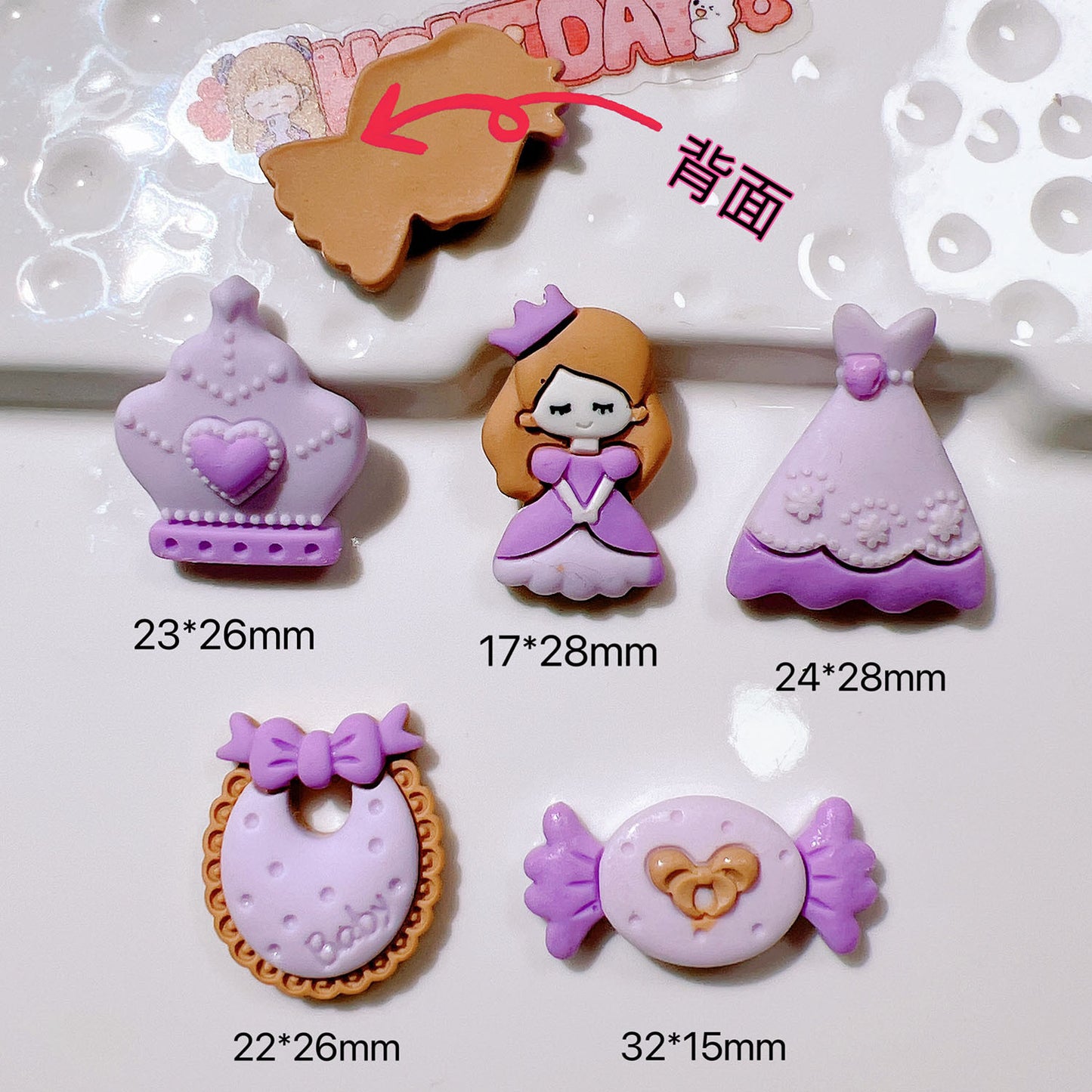 (5pic for 1 Bag) Cute Purple Princess Crown DIY Resin Charms (Pack Offline)