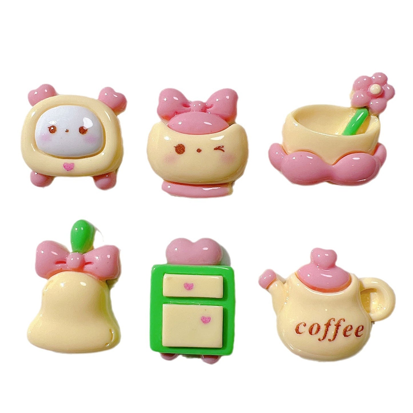 (5pic for 1 Bag) Cutie  Coffee Teapot DIY Resin Charms (Pack Offline)