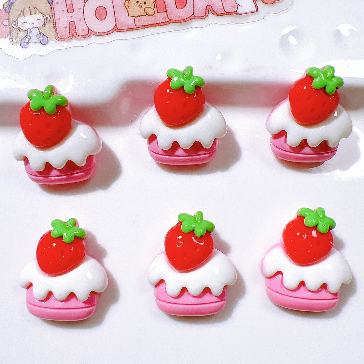 （5pic for 1bag）Cutie strawberry cake diy resin charms （pack offline）