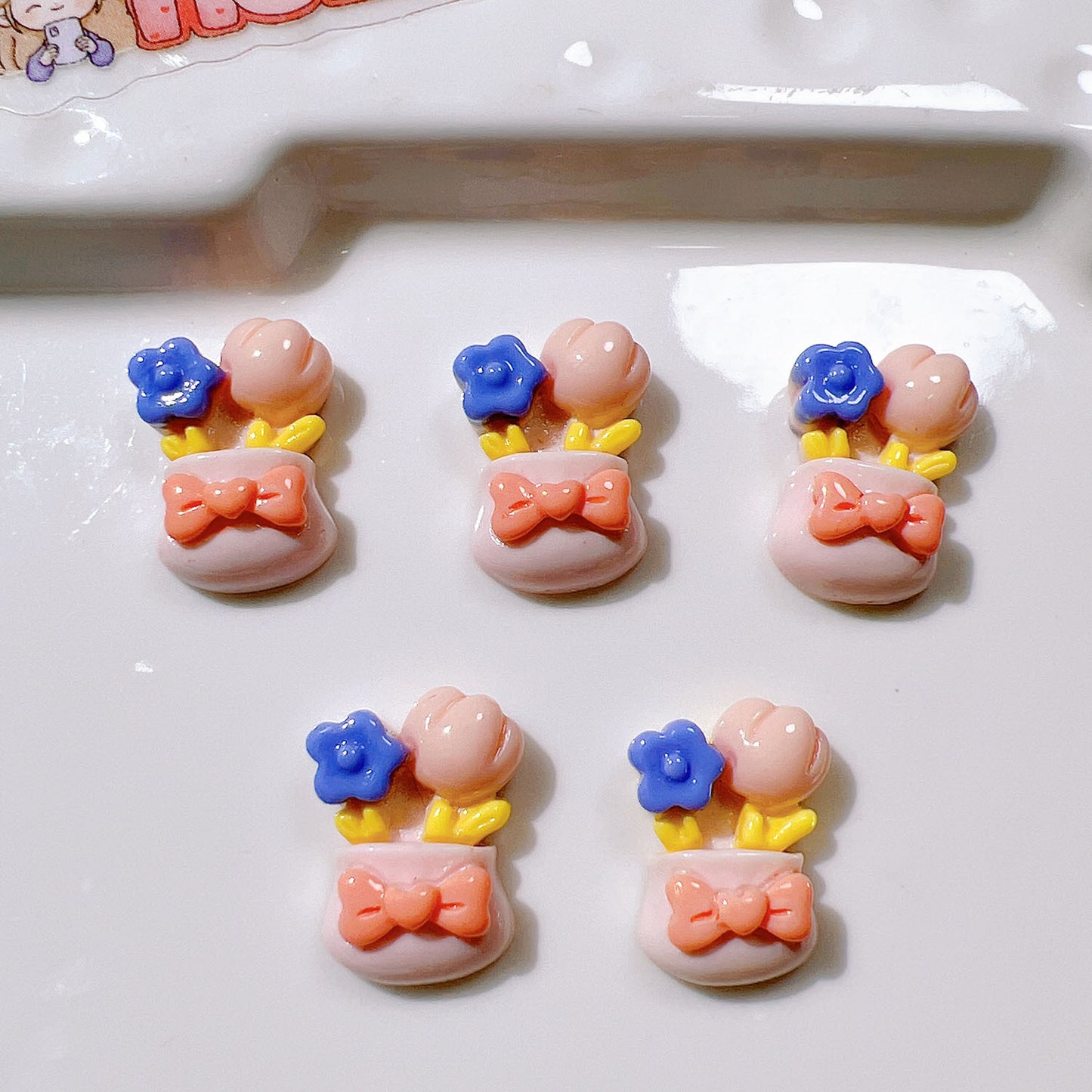 （5pic for 1bag）Cutie mini flower pot diy resin charms （pack offline）