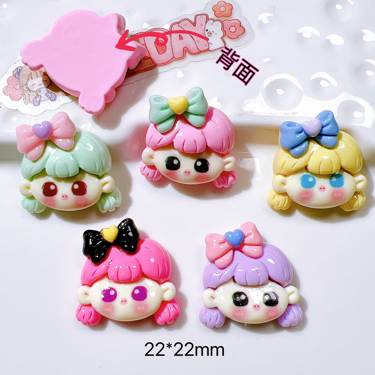 （5pic for1bag）Cutie bow tie girl diy  resin  charms（pack offline）