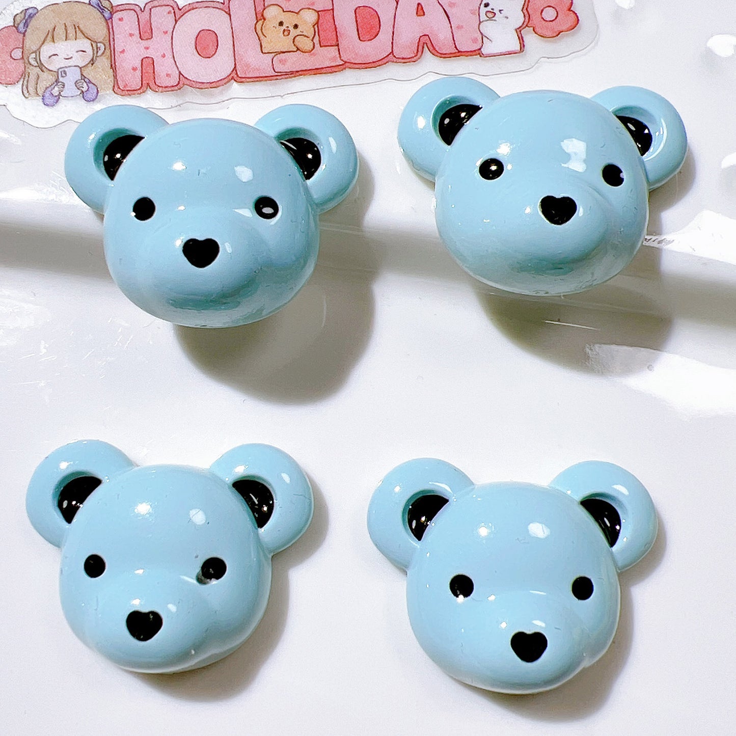 （5pic for1bag）Cutie bear head diy resin charms （pack offline）