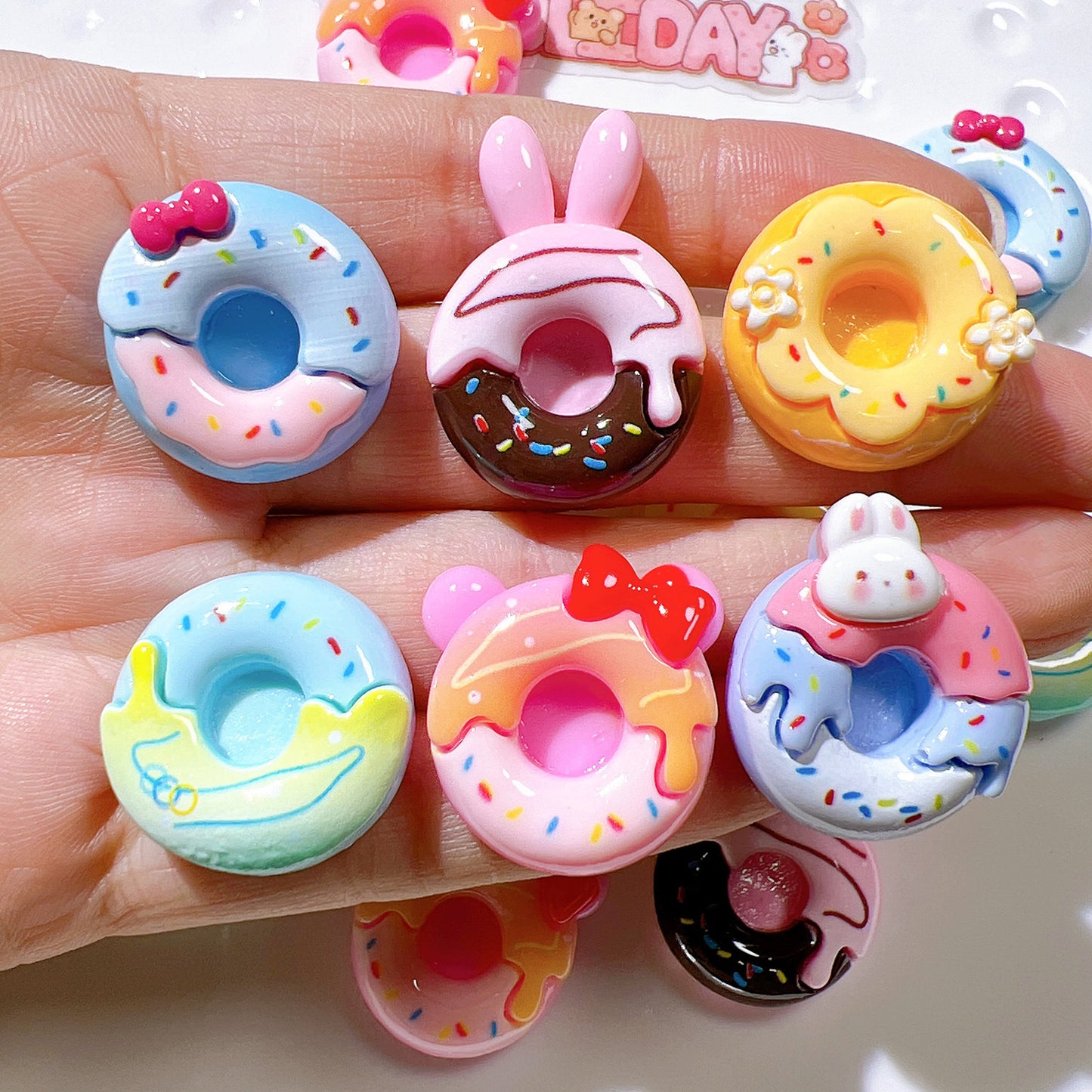 (5pic for 1 Bag) Cutie  Rabbit Donut  DIY Resin Charms(Pack Offline)