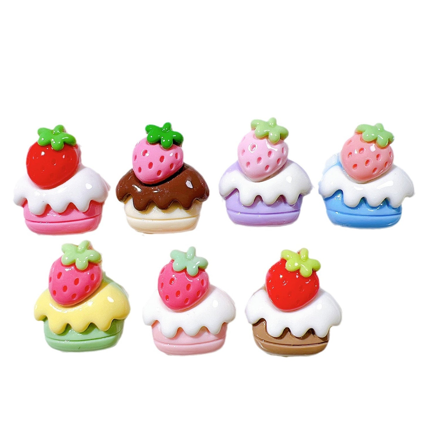 （5pic for 1bag）Cutie strawberry cake diy resin charms （pack offline）